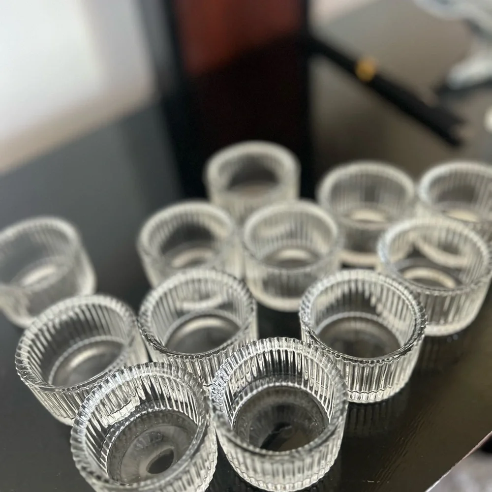 12 pcs Set of Clear Glass Tealight Holders